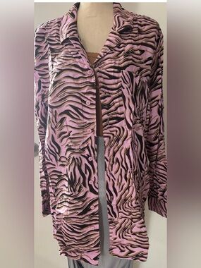BP oversized retro Pink zebra Print Button-Up Shirt